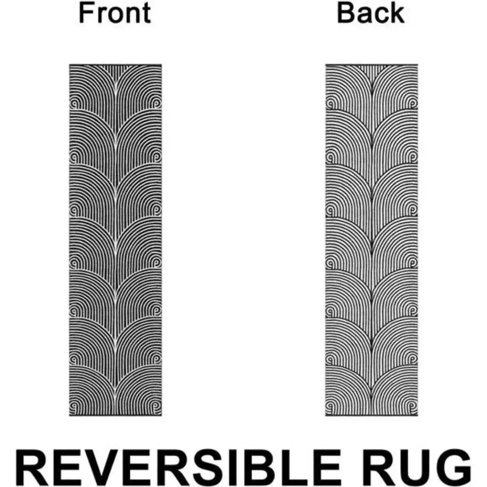 Long Hallway Runner Rug 2.6'x10' Washable Rug Runners Modern Reversible Black